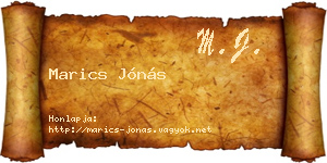 Marics Jónás névjegykártya